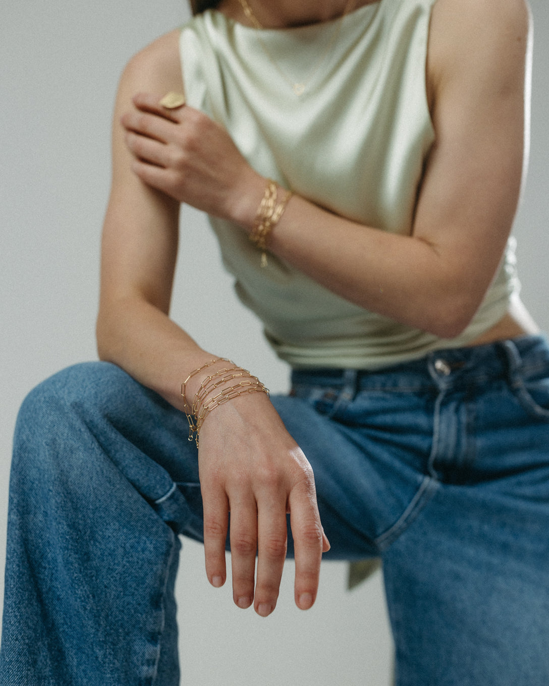 Lanț paperclip din aur galben