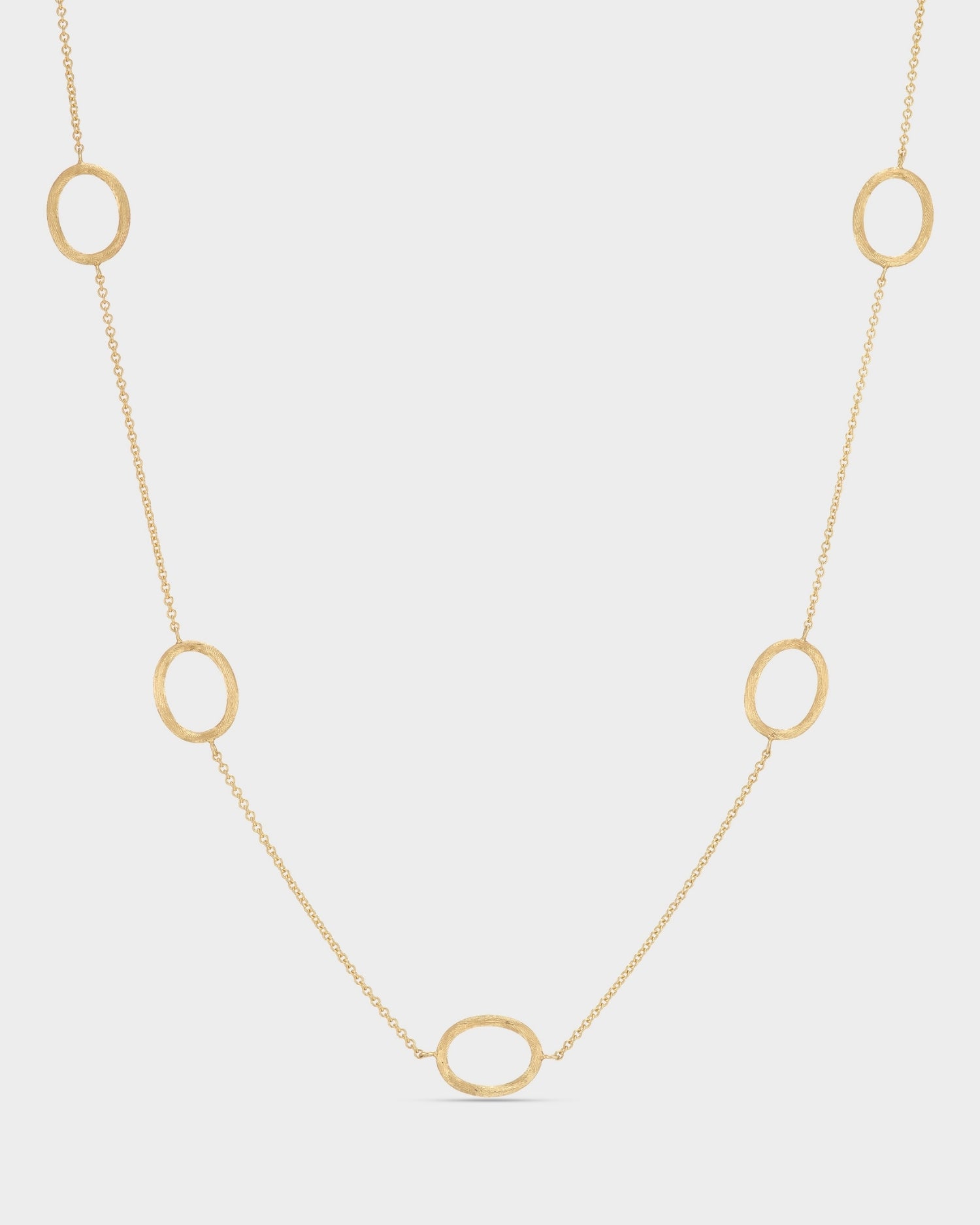 Brushed yellow gold long necklace