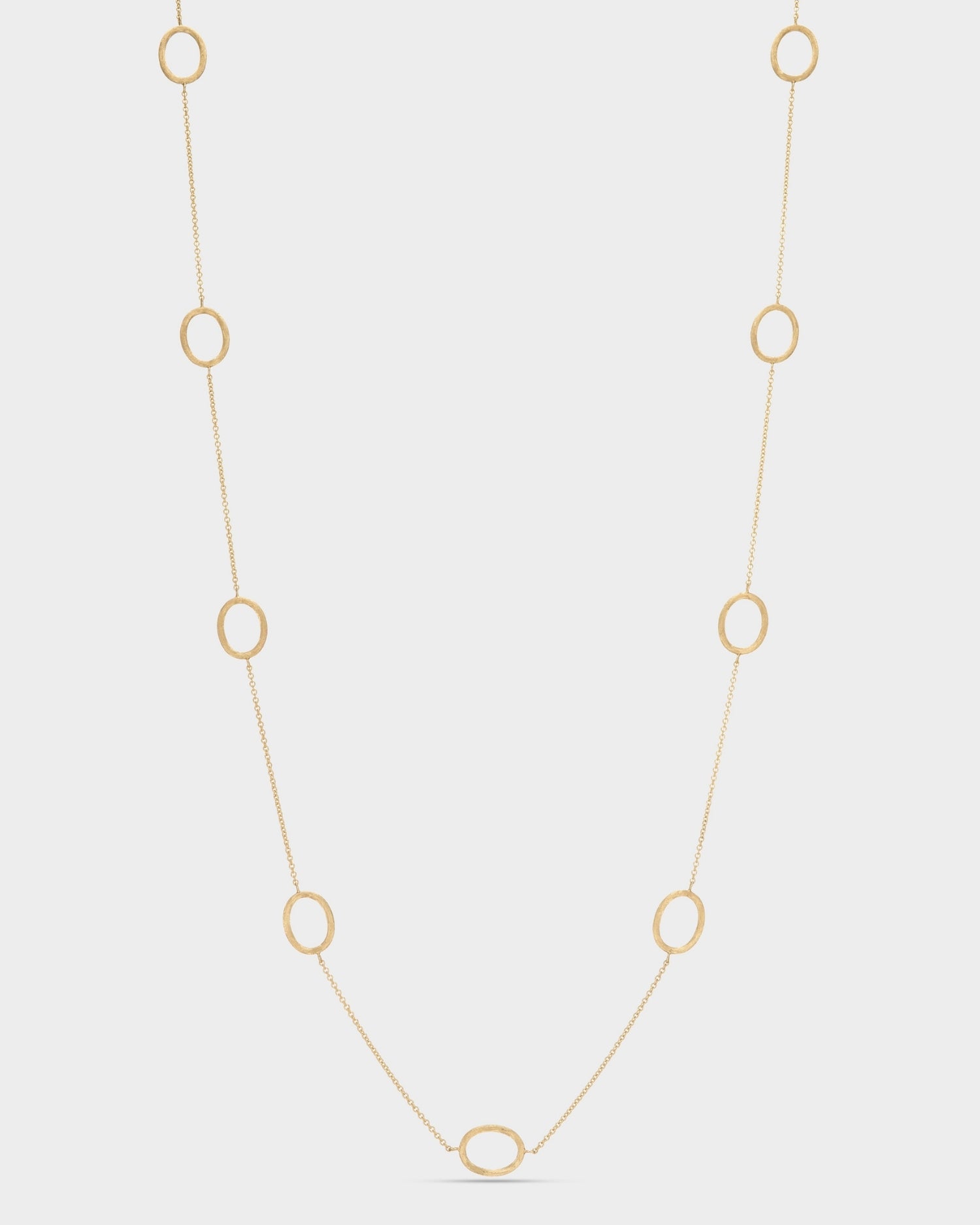 Brushed yellow gold long necklace