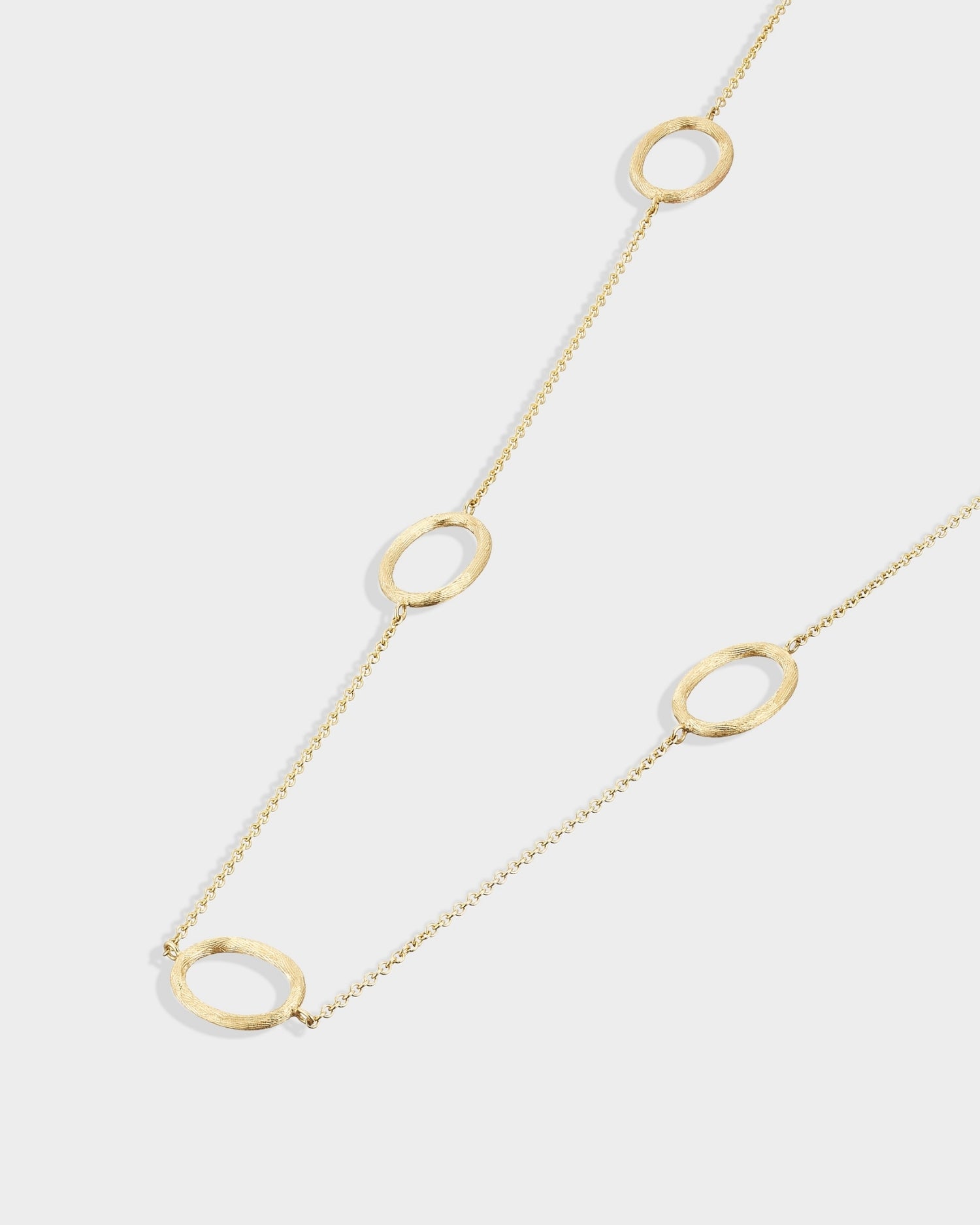 Brushed yellow gold long necklace