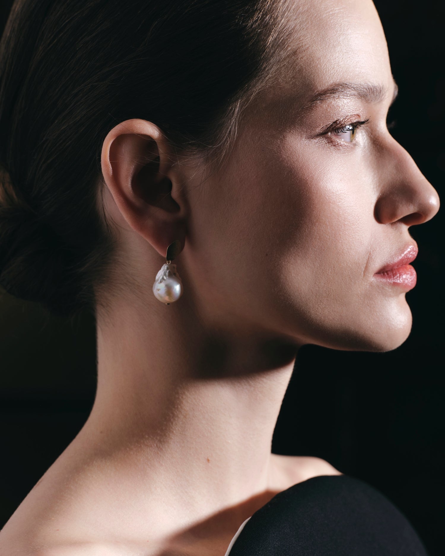 Cercei waterdrop din aur galben cu perlă barocă naturală