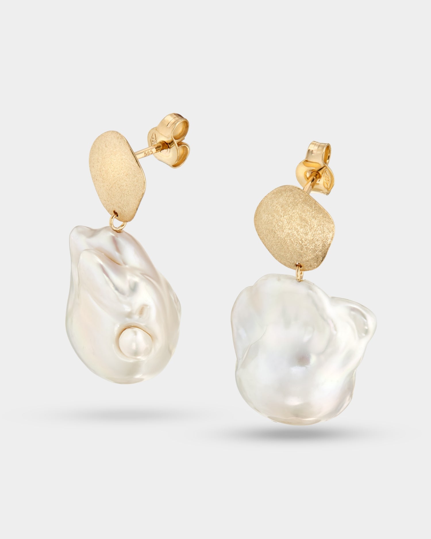 Cercei waterdrop din aur galben cu perlă barocă naturală