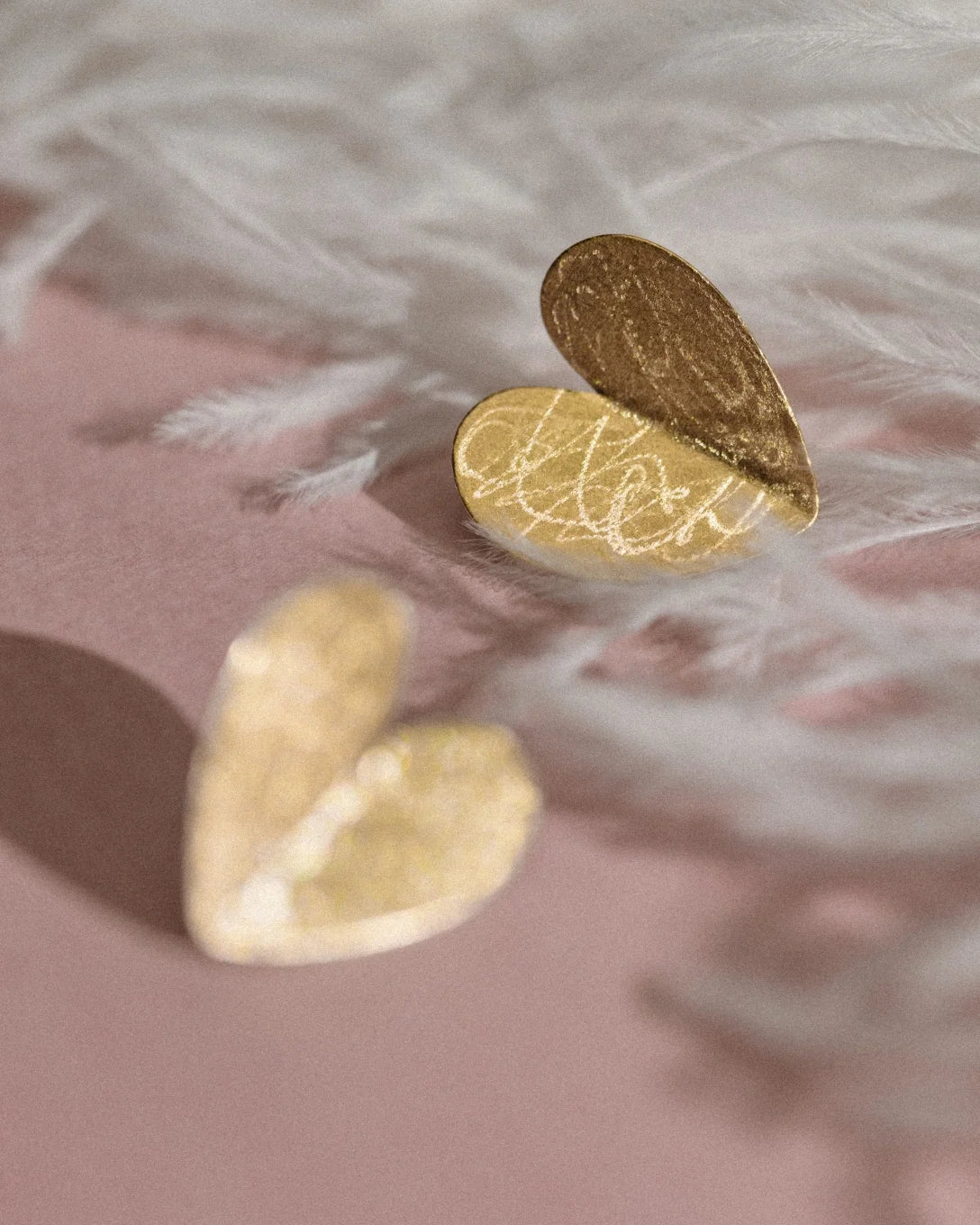 Yellow gold solid heart earrings