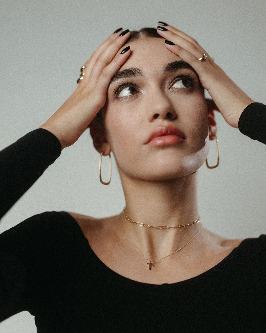 Brushed XL yellow gold earrings