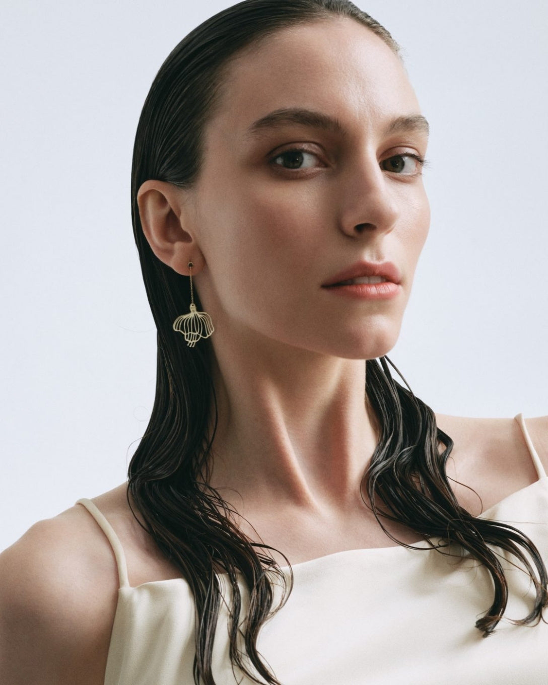 Cercei cu mac din aur galben