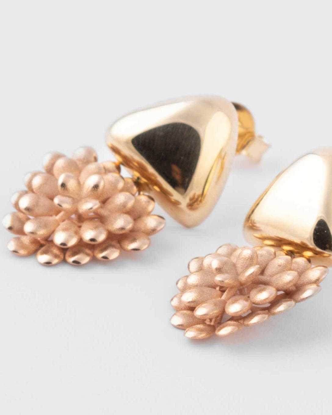 Yellow and rose gold flower earrings