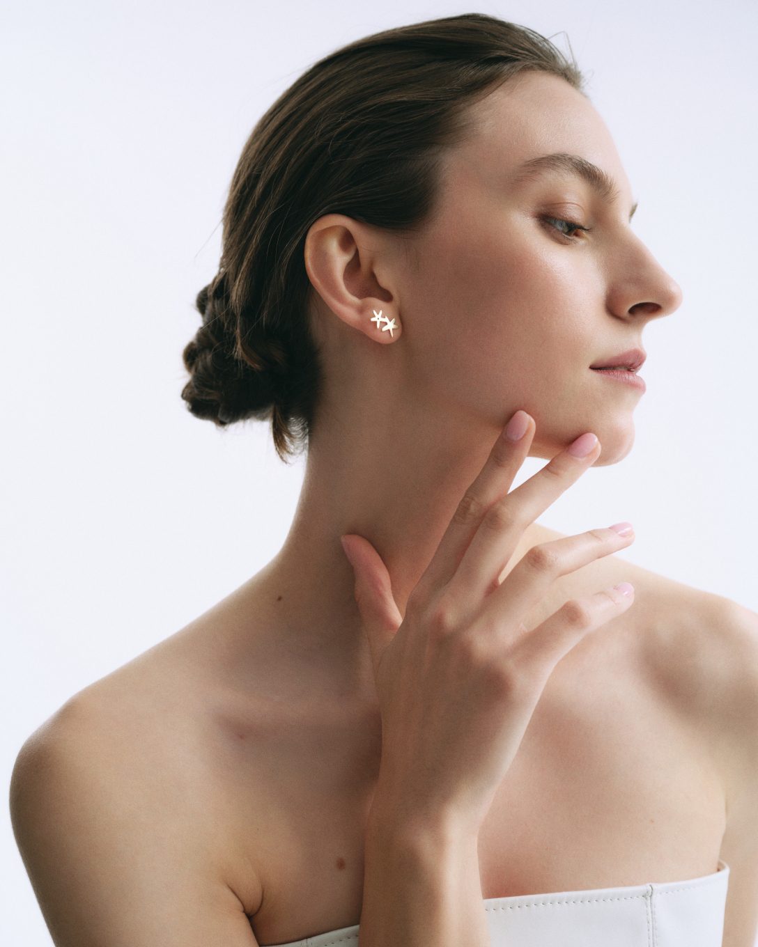 Cercei cu liliac din aur galben