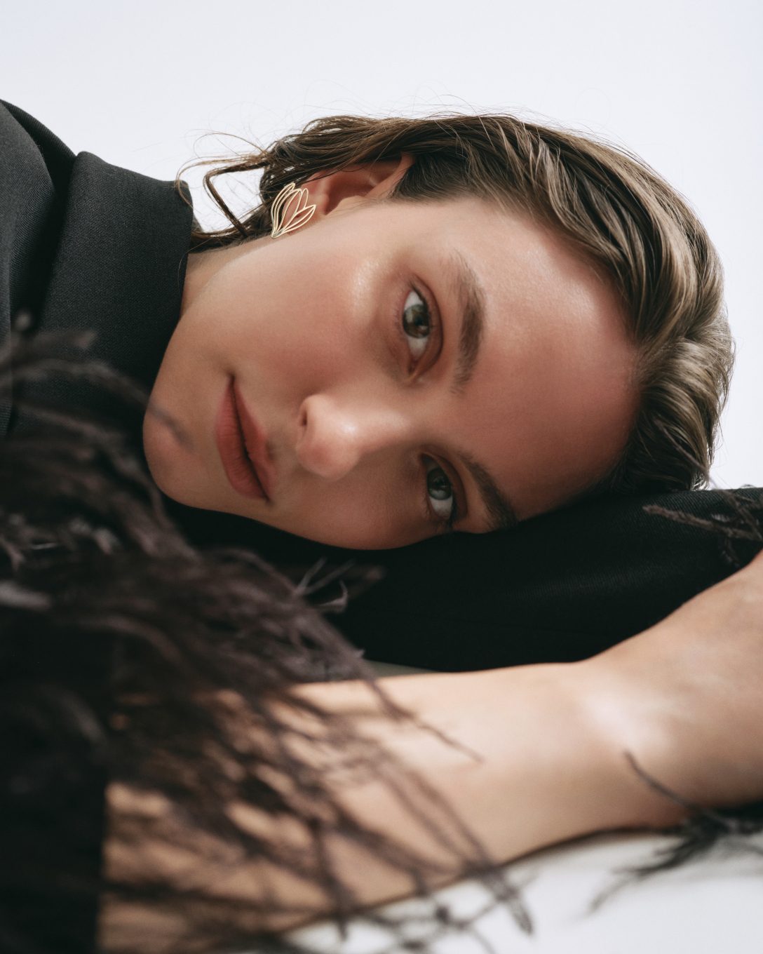 Cercei cu magnolie medii din aur galben