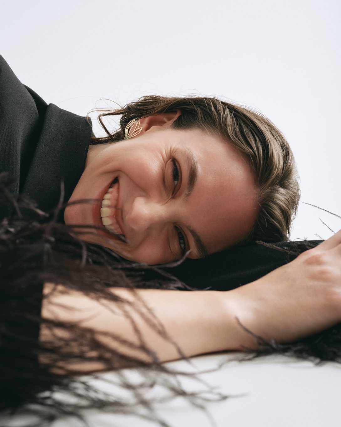 Cercei cu magnolie medii din aur galben