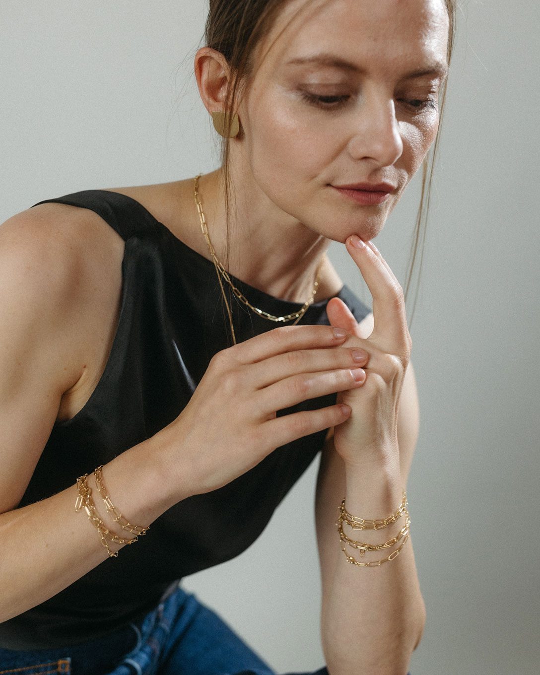 Cercei plini Timpul din aur galben