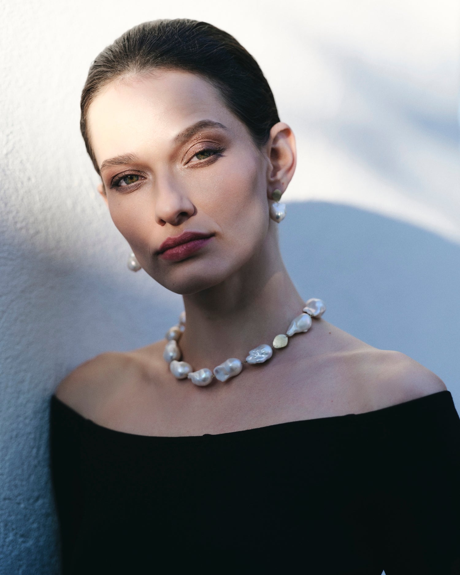 Colier din aur galben cu perle baroce naturale