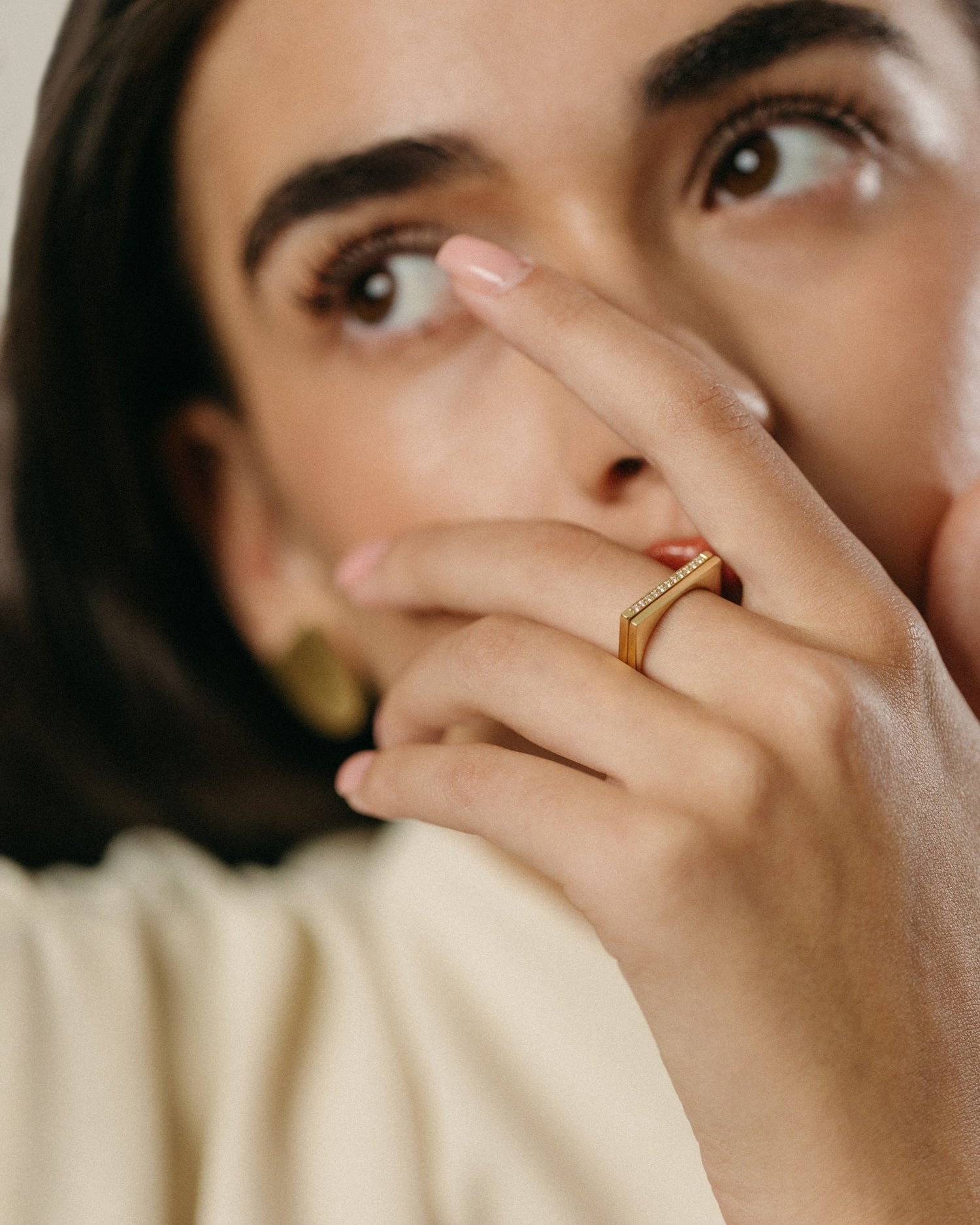 Yellow gold diamond Time Structural ring