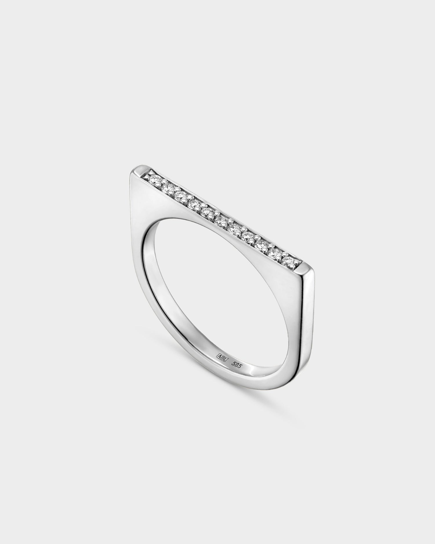White gold structural Time ring with diamonds