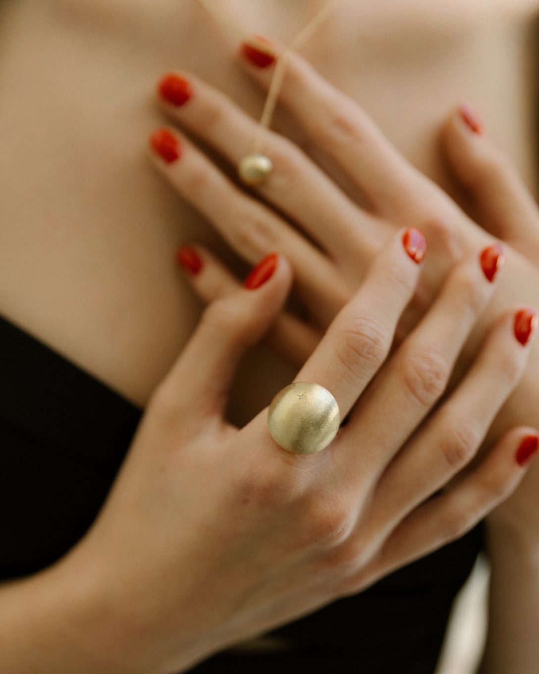 Large yellow gold diamond globe ring