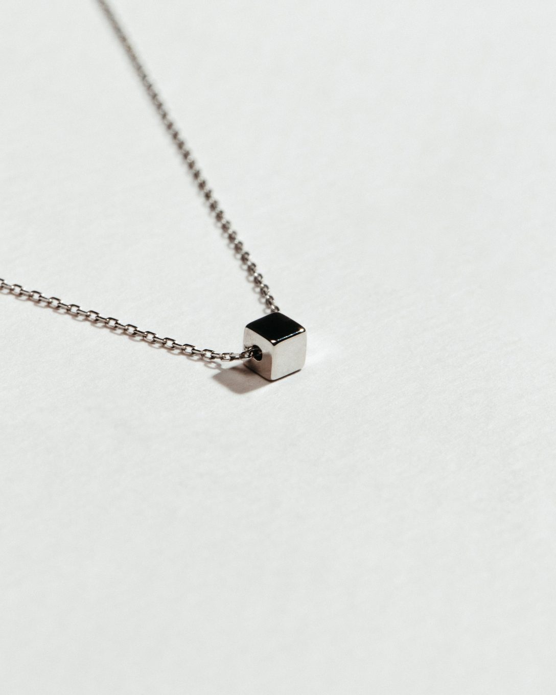 White gold cube necklace
