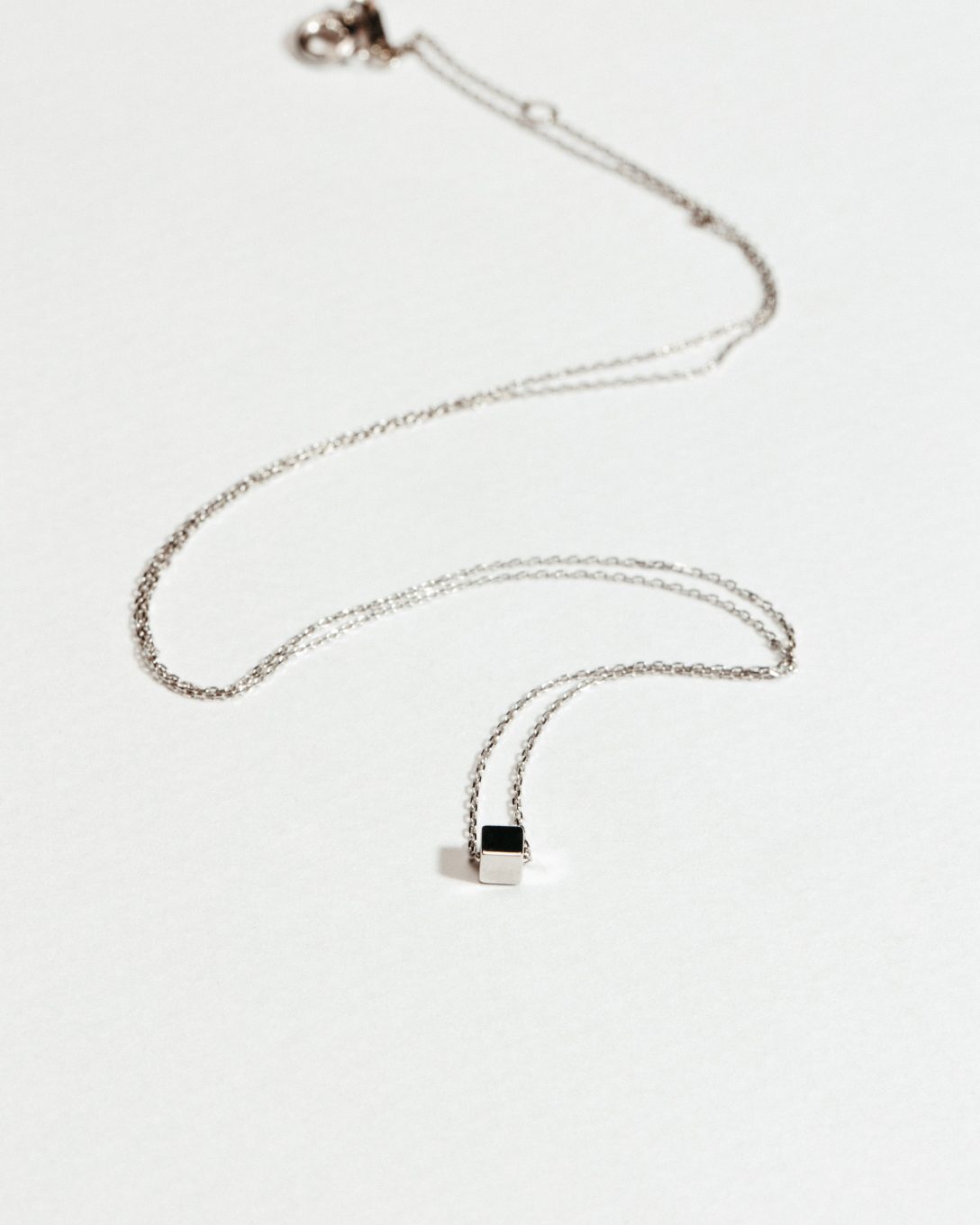 White gold cube necklace