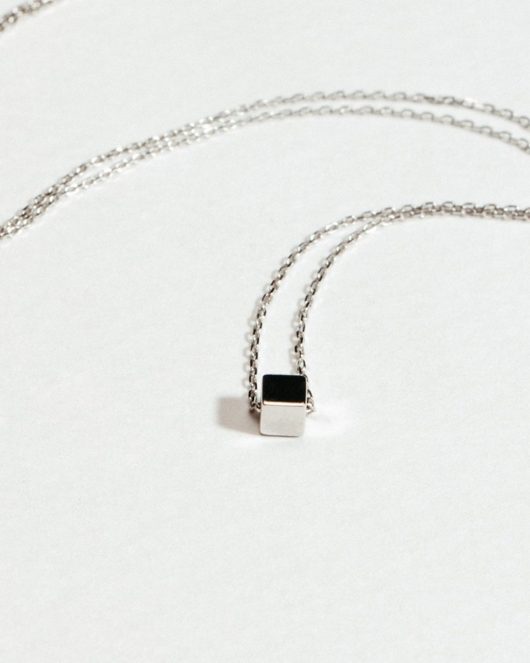 White gold cube necklace