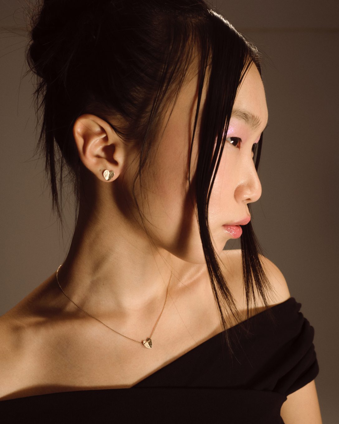 Lanț inimă mică plină din aur galben