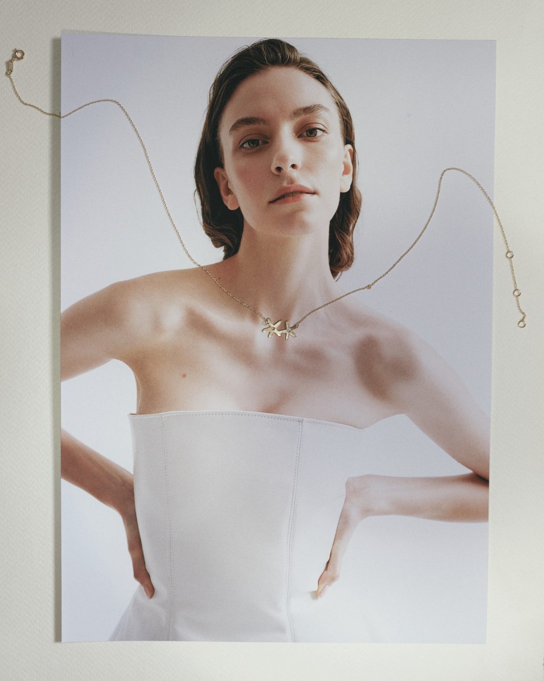 Yellow gold bat necklace